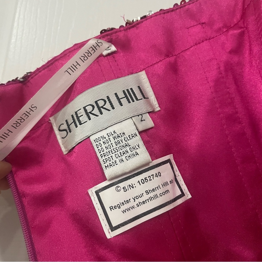 SHERRI HILL Pink Beaded Cocktail Dress Size 2 - Picture 6 of 8